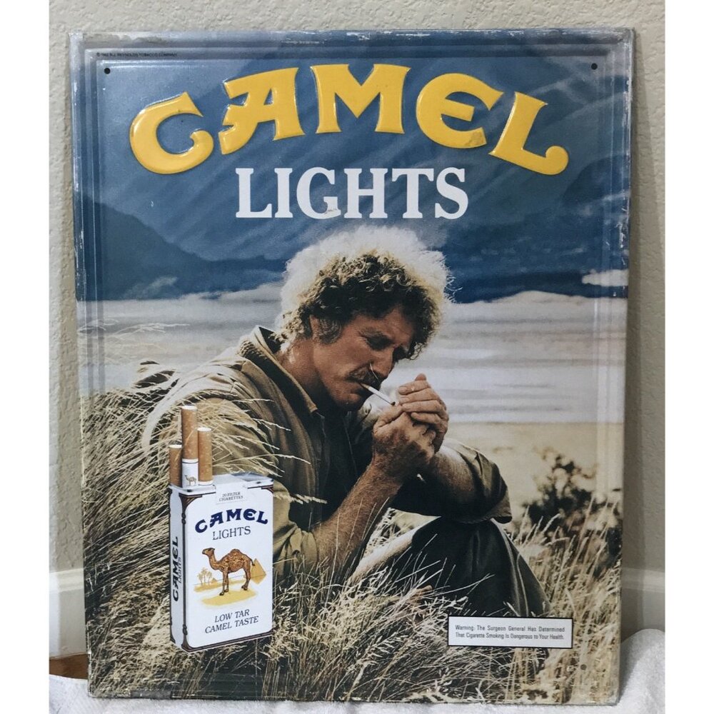 1983 Camel Lights Cigarettes Metal Sign‎ RJ Reynolds Tobacco Co Vintage